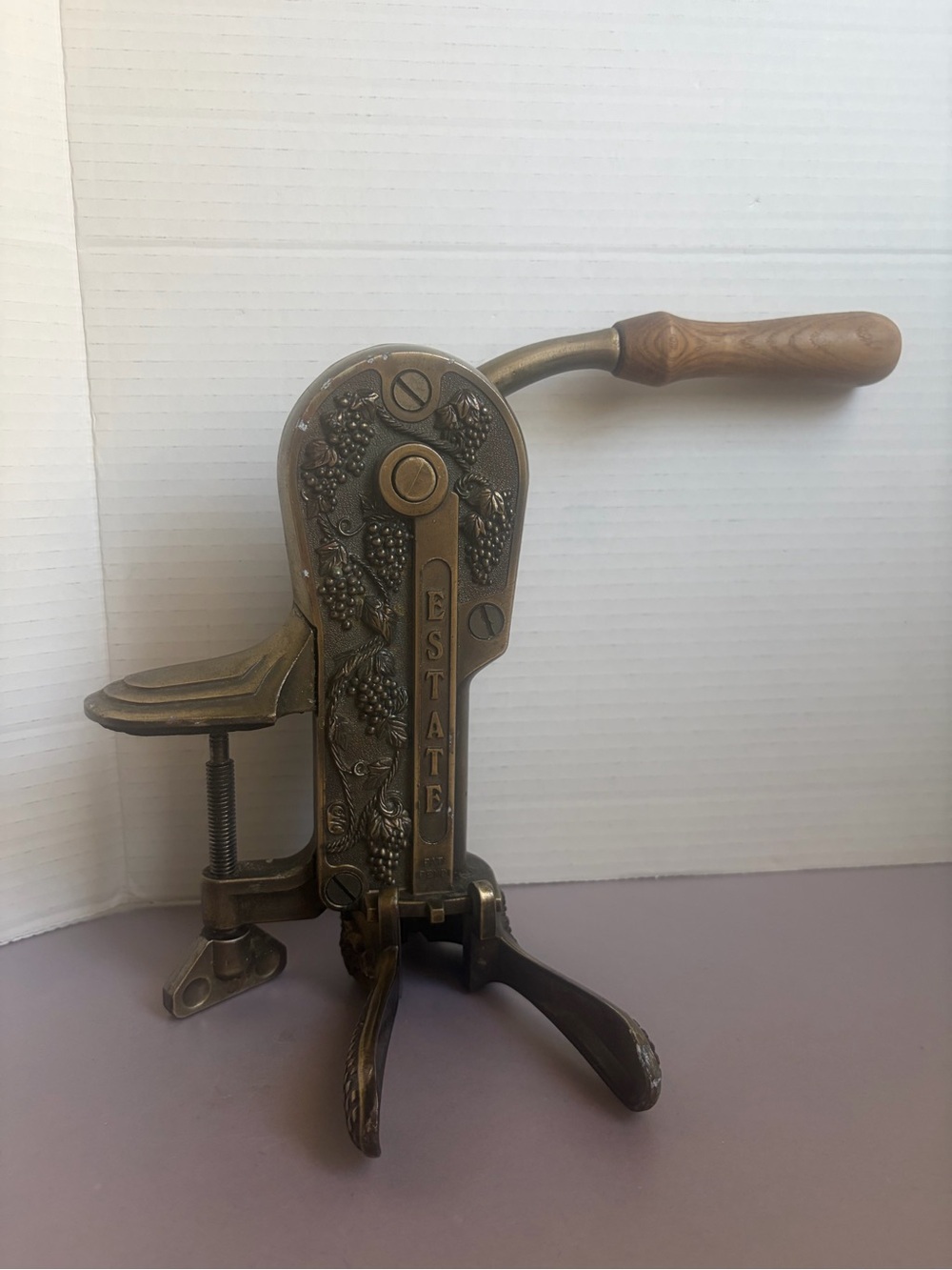 Rogar Estate Counter Mount Wine Bottle Opener Solid Wood Handle Corkscrew